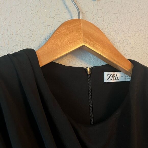 BLOGGERS FAVE! Zara Black Draped Mini Dress Sz S EUC - Picture 11 of 12